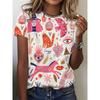 Cartoon Animal Full Picture 3D Digital Printing Harajuku Women's T-shirt