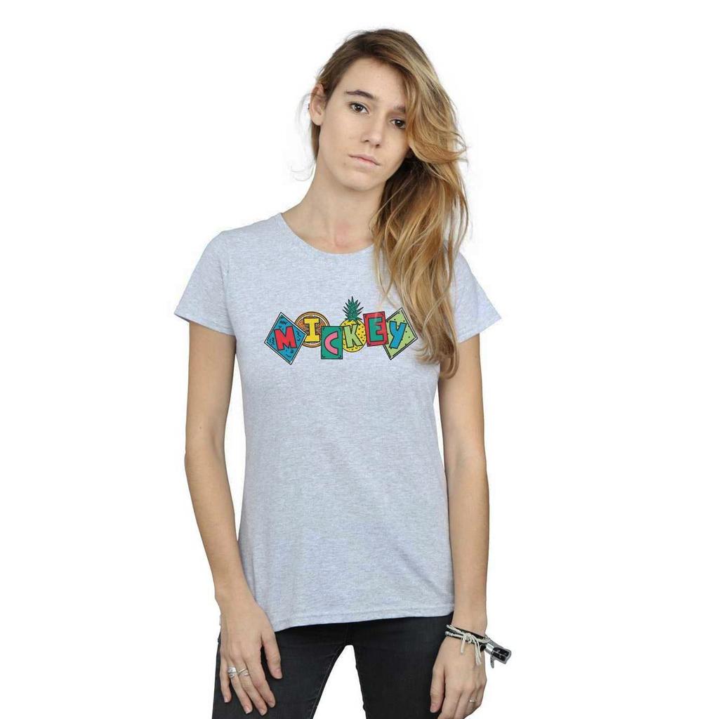 Disney Womens/Ladies Mickey Mouse Fruit Blocks Cotton T-Shirt