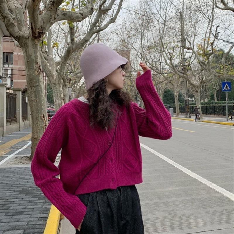 Vintage Twist Crew Neck Sweater Jacket Women's Thick Gentle 2025 Autumn and Winter Knitted Cardigan Soft Waxy High Sense