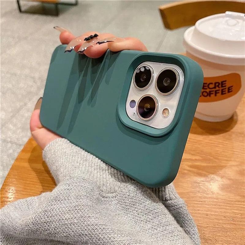Pentru iPhone 15 13 Pro Max Husă de lux din silicon lichid pentru telefon pentru iPhone 11 12 Pro Max 14 Plus Huse de protecție pentru cameră