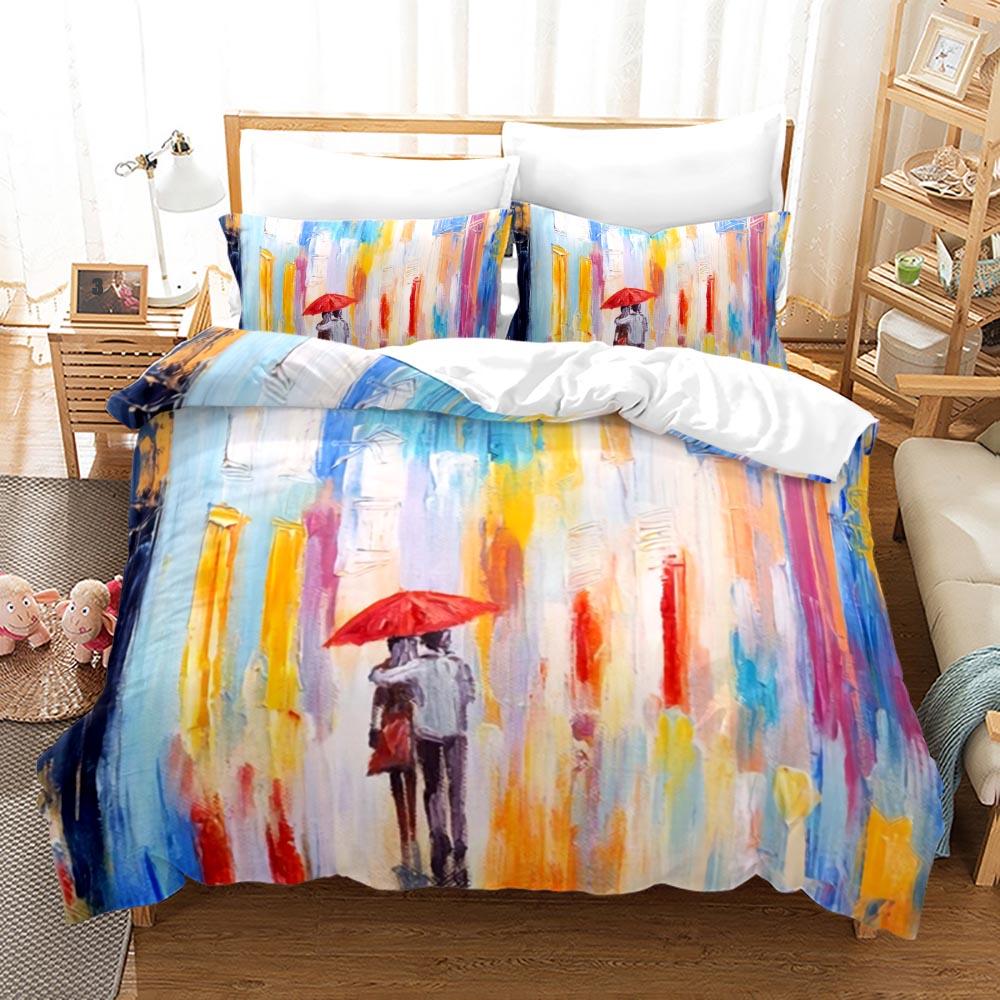 King Quen Lovers Beding Set Single Twin Ful Quen King-Sized Dimensionsd Dimensions Lover Oil Painting Bed Linen Set Aldult Kid Bedrom Duvetcover 012