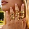 Unique Statement Geometric Ring for Women Stainless Steel Simple Finger Rings Wedding Party Jewelry 18K Gold Plated 3pic Set