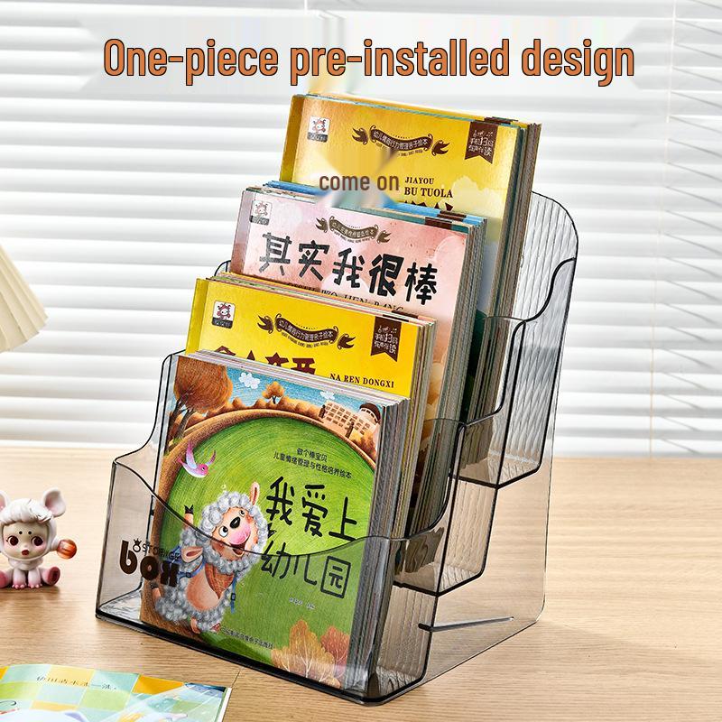 Transparent PET Desktop Book Storage and Display Organizer