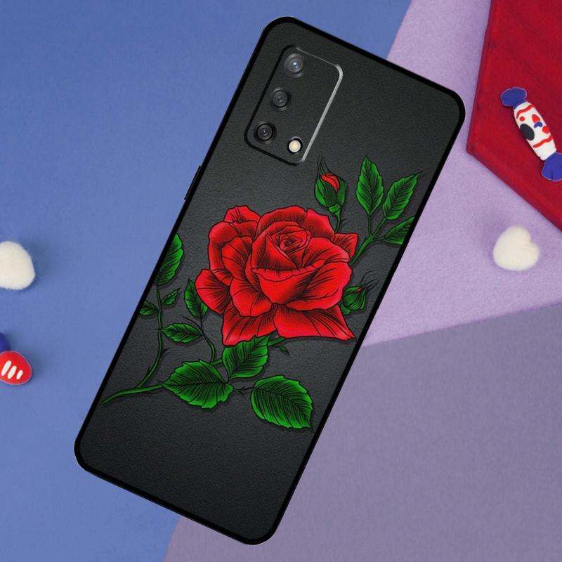 Rose Flower Floral Case For Oppo A17 A60 A40 A80 A16 A76 A96 A98 A58 A78 A18 A38 A57 A74 A54 A94 A15 A5 A6 Pro