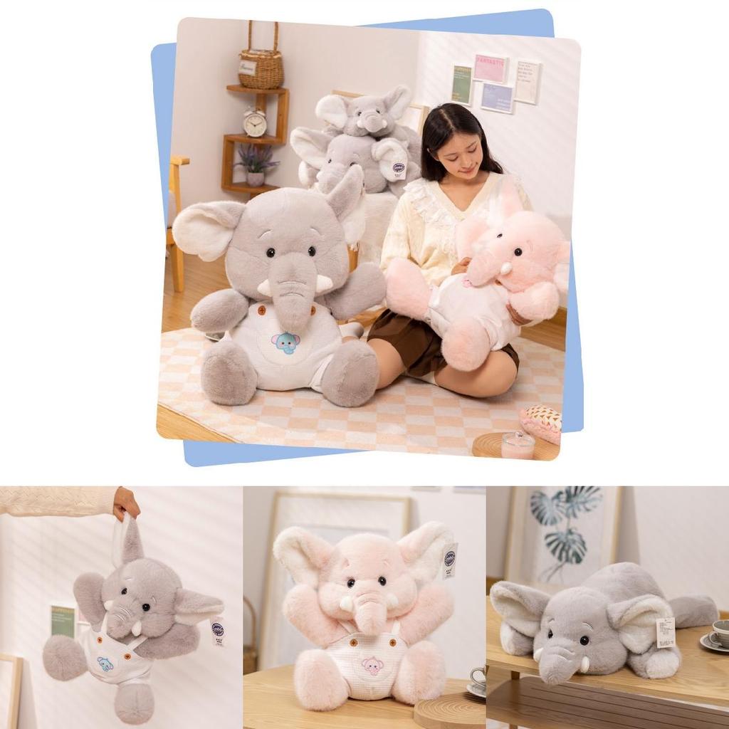 Cute Elephant Plush Stuffed Animals In Pink And Gray Ideal For Baby Comforting Dolls