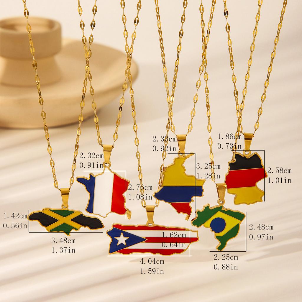 Hot Selling Creative World Maps Venezuela Dominican Paraguay National Flags Stainless Steel Jewelry Necklace Pendant