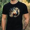 T-Shirt Men Watercolor Deer Motif Cotton Size XS To 5XL