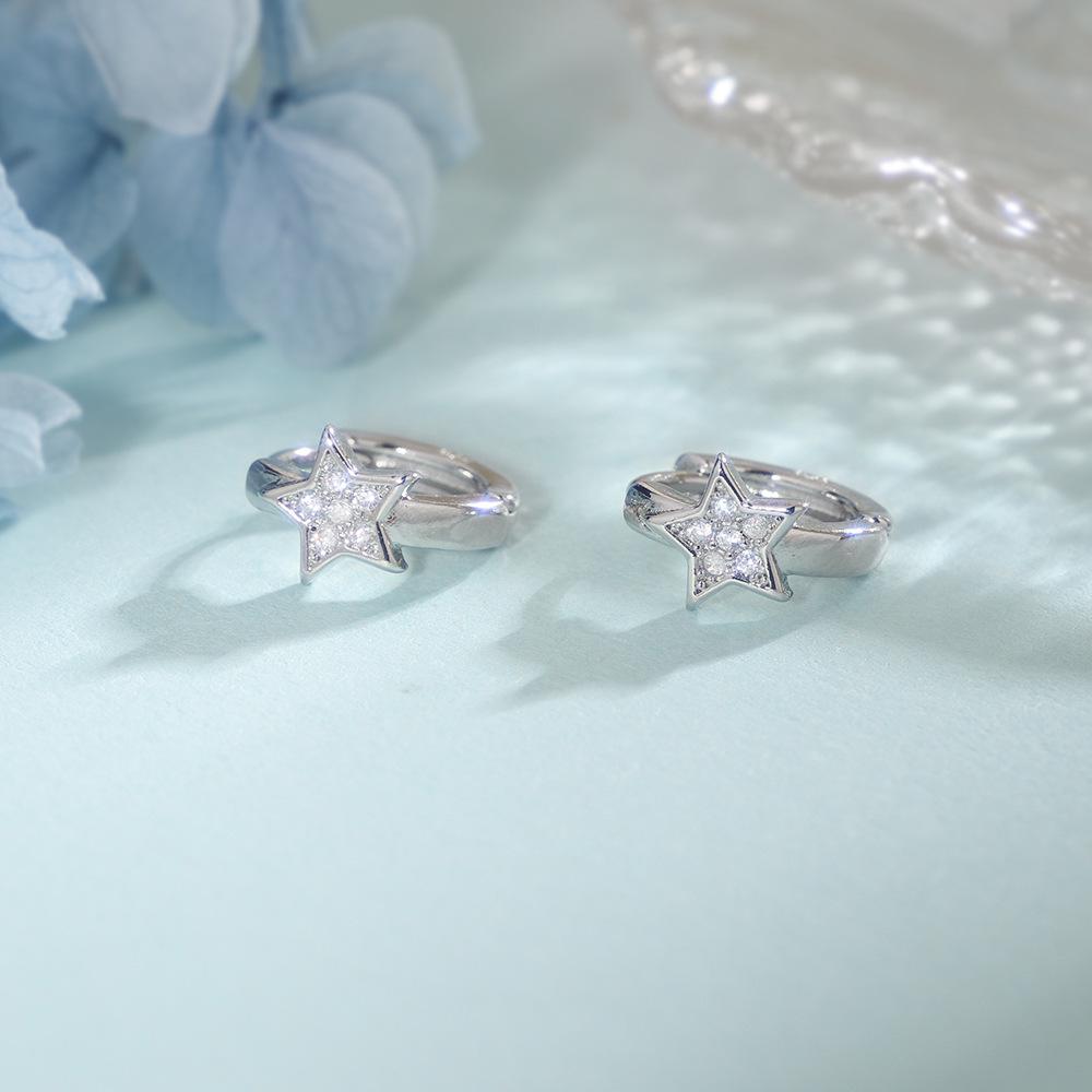 Unisex Five-Pointed Star Ear Cuff with Zircon – Trendy Minimalist European Style Earrings