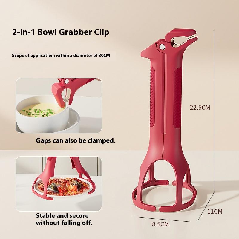 Multi-Purpose Anti-Scald Bowl Holder Clip For Kitchen 2-in-1 Anti-Scalding Clip Bowl Plate Clamp красный