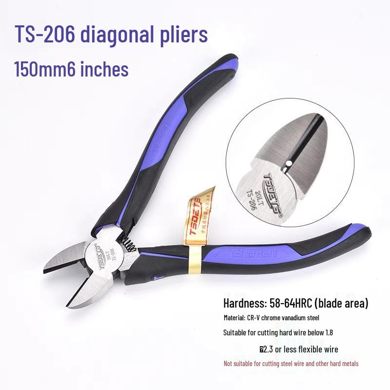 TSDETS Sprue Pliers Set: Includes 6" Side Cutting, 5" Diagonal Cutting, and 7" Wire Cutting Pliers for Plastic and Electrical Work.