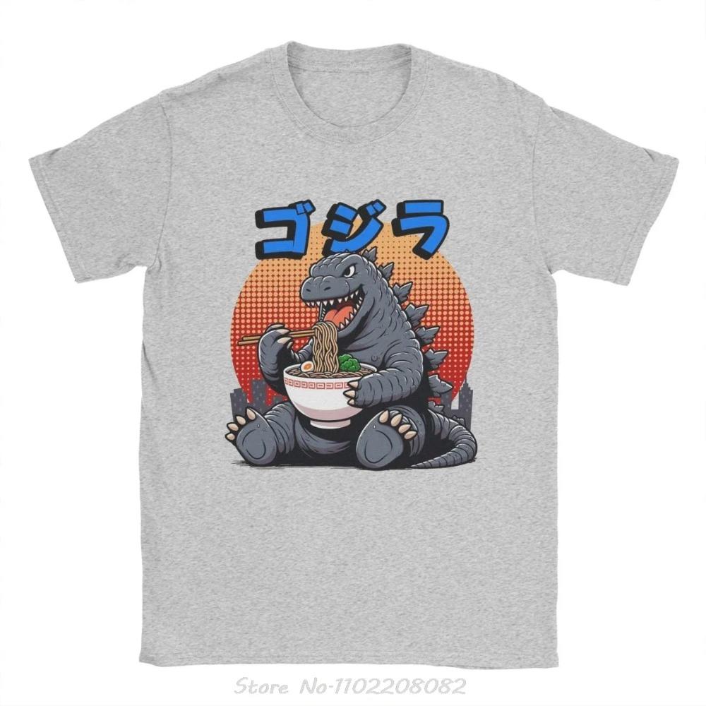 Godzillaed Eating Ramen Men T-shirt Funny Casual Short Sleeve Fashion Tshirt O-neck T Shirt Cotton Tops Tees Hip Hop Streetwear