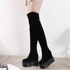 Calzature Scarpe con Tacco Molto Alto per Donna Sopra Sopra il Ginocchio Stivali da Donna Zeppa Elastico Stivale Coscia Inverno 15CM Novità Tendenza Pu