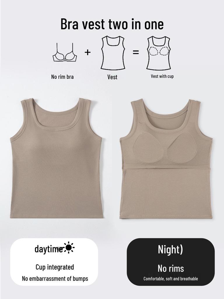 Slim-Fit Women's Threaded Tank Top with Integrated Pads - Comfortable, No Restriction, Ideal for Spring/Summer Yoga & Outer or Base Layer Wear.