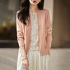Lace Splicing Fake Two-Piece Knitted Cardigan Women'S New Worsted Wool Long-Sleeved Warm Backing Sweater Top