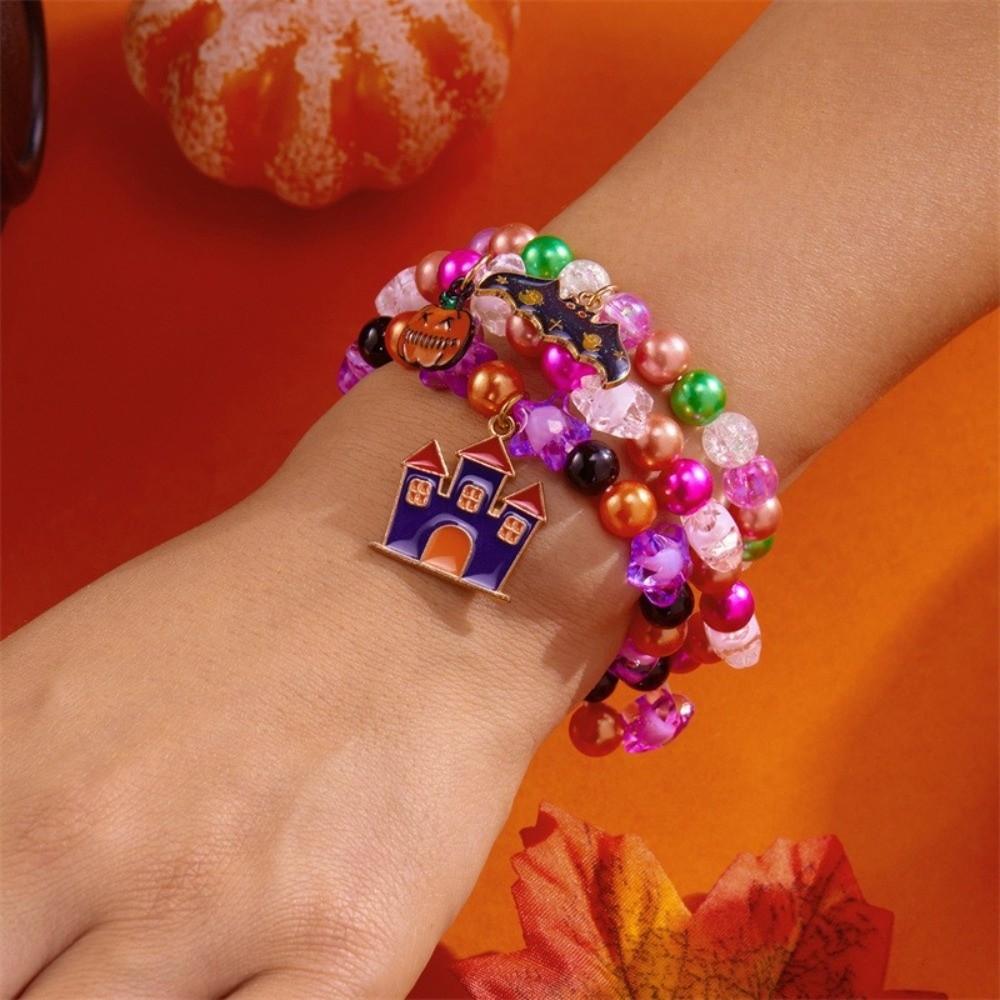 3pcs Gothic Style Pumpkin Pendant Bracelet Zinc Zinc Zinc Alloy Colorful Beaded Bracelet  Party