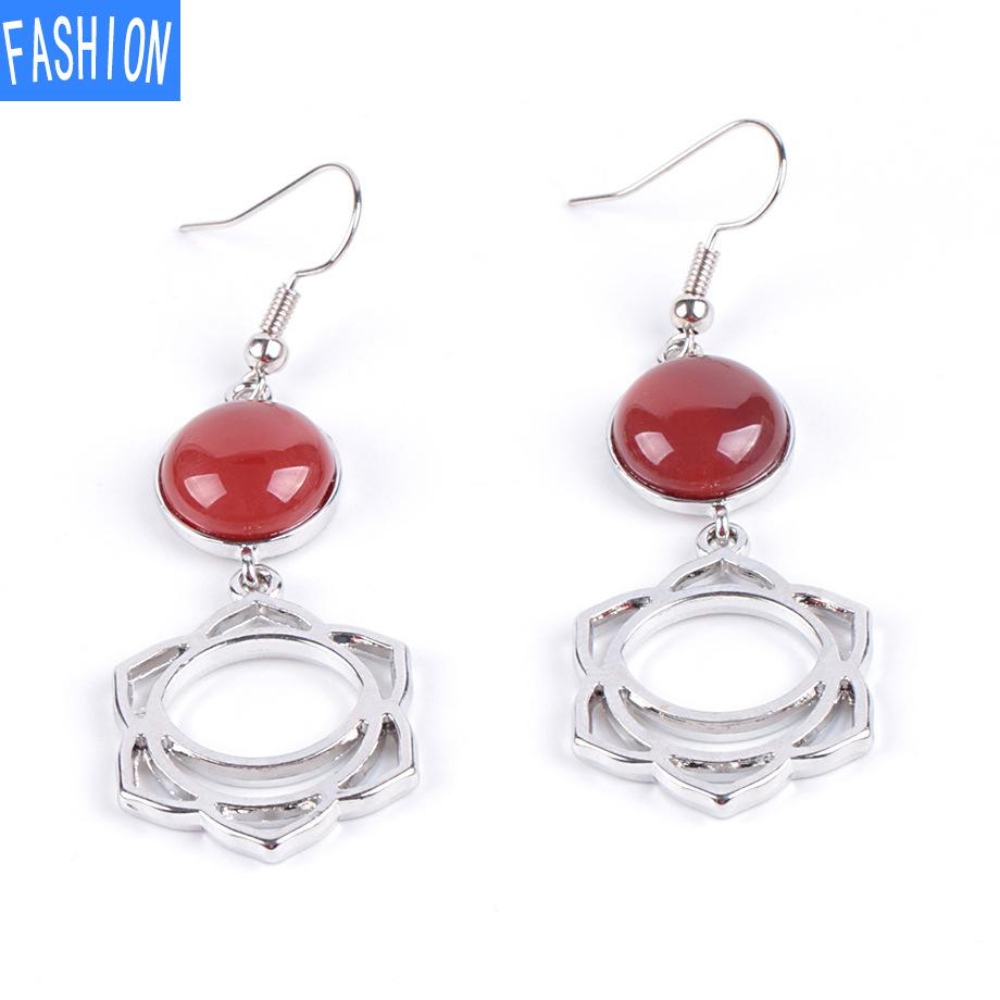 

Женские серьги из натуральных кристаллов для йоги, серьги с символом семи чакр, серьги с аурой, медитацией, энергией redagate