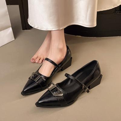 2026  Woman Elegant Summer French Square Toe  Mary Janes Cute Casual Flats Female Retro Shoes Low Heeled Soft Soled Flat Shoes