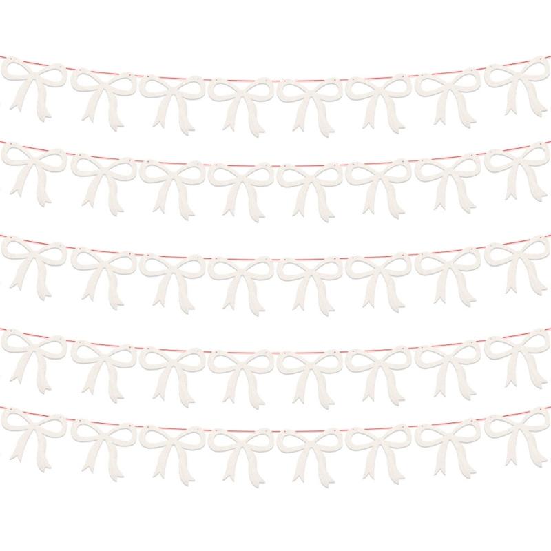 

5Sets Festival Background Bunting Ornament 3Meter Long Bowknot Bunting for Mother s Day Valentine s Day Celebration