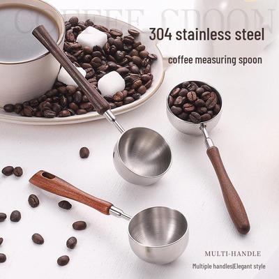 304 Stainless Steel Measuring Spoons with Rosewood Handle for Baking, Coffee, Milk Powder, and Seasoning.