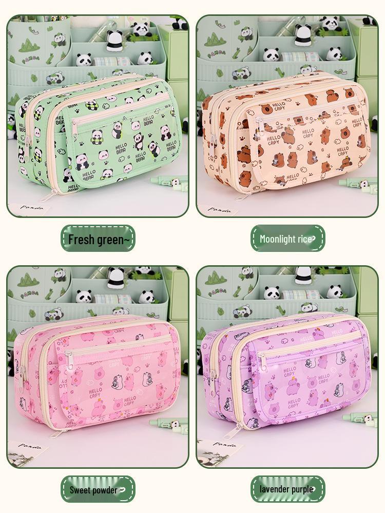 Panda Nine-Layer Large Capacity Stain-Resistant High-End Cute Milky Pencil Case