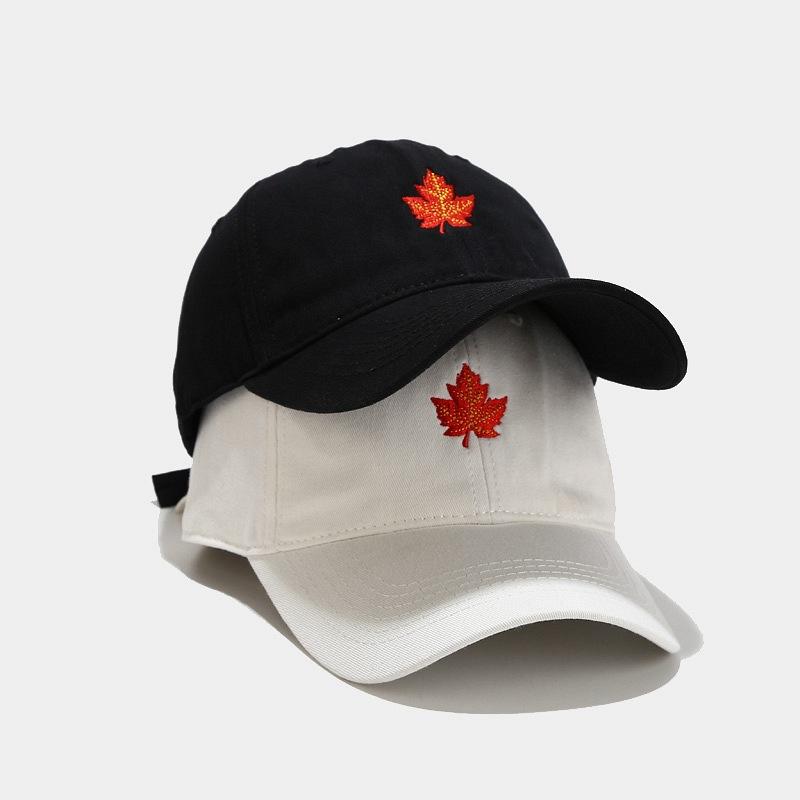 Maple Leaf Embroidery Soft Top Baseball Cap Men's Outdoor Casual Cap Women's Face Small Couple Sun Protection Hat
