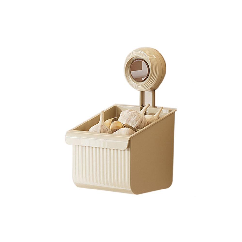 

Punch-free Garlic Ginger Storage Basket Wall Mounted Shower Storage Organizer Kitchen Brown-S