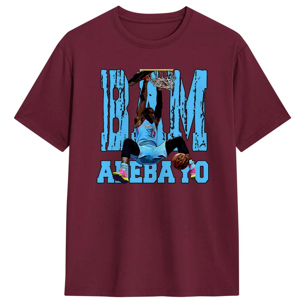 Bam Adebayo Men T Shirts Creative Tee Shirt Short Sleeve Crewneck TShirt Cotton Birthday Present Clothes