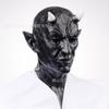New black horned devil mask, full-face latex headgear, perfect for haunted house or escape room costumes, scary horned headgear