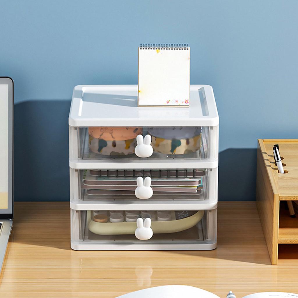 Desk Organizer Clear Plastic Desk Storage Box with 3 Drawers for Office Supplies Makeup