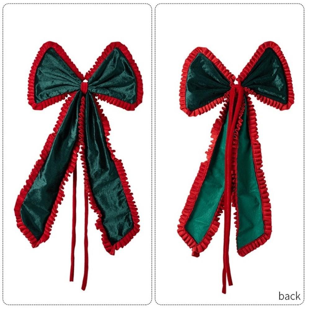 Ruffle Christmas Tree Topper Bow Long Streamers Tree Bow with Long Tails  New Year Decor