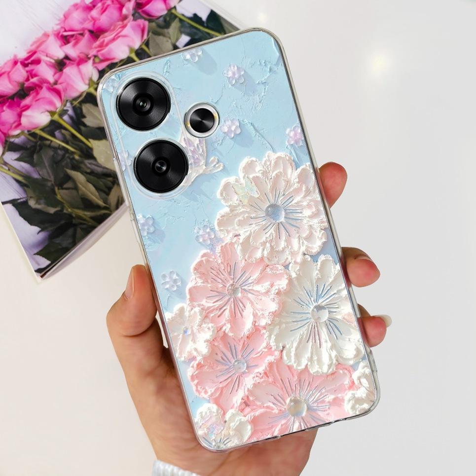 Flower Butterfly Women Fashion Back Cover For Xiaomi Redmi Turbo 3 Phone Funda Transparent Soft TPU Silicone Coque For Poco F6