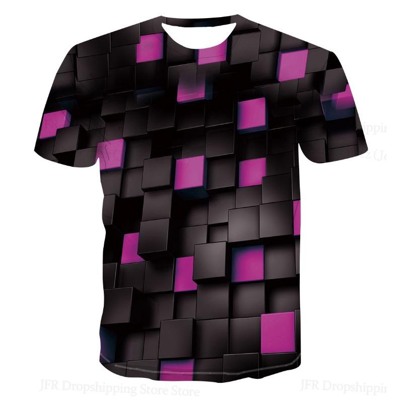 Women T Shirt 3D Funny Optical Illusion 3d Print T-shirt O-Neck Short Sleeve Tops Tees Women Clothing Geometric Tshirt Dizzy