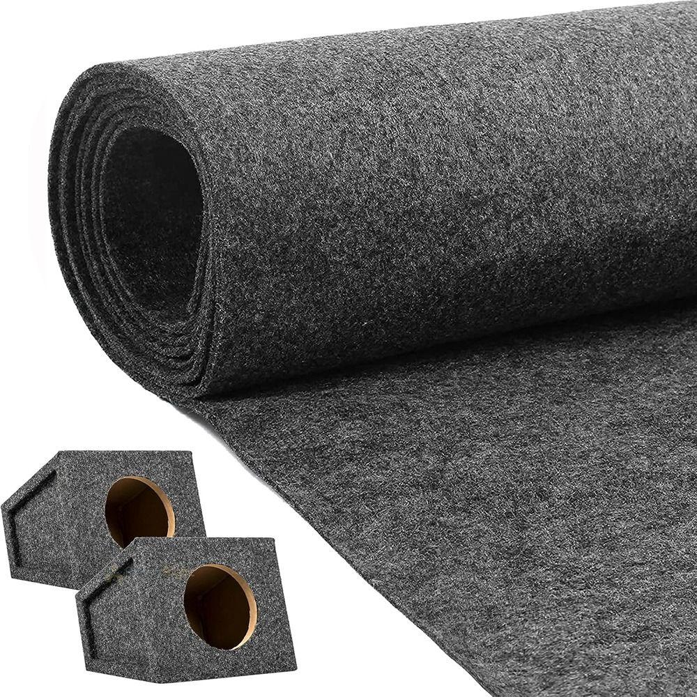Automobil Innenraum Schwarz Grau Lautsprecherbox Teppich Länge 1/2M Filzstoff Lautsprechergittergewebe Breite 0,5M Subwoofer Kofferraumauskleidung