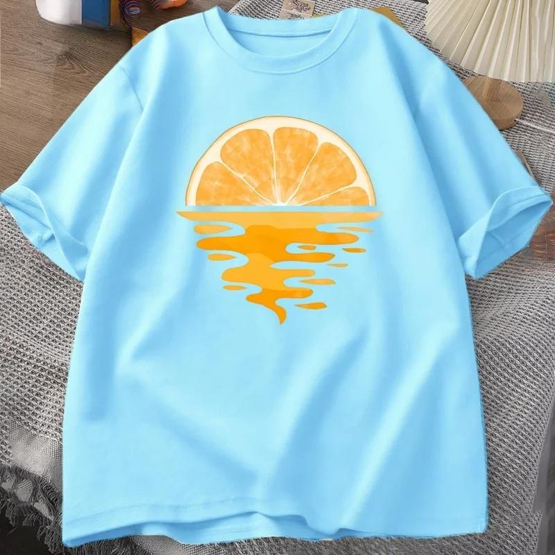 Orange Fruit T Shirt Casual Unisex Unisex Short Sleeve Tee Clothes Fruit Lover Tee Shirt Streetwear Tees Aesthetic Vintage Shirts