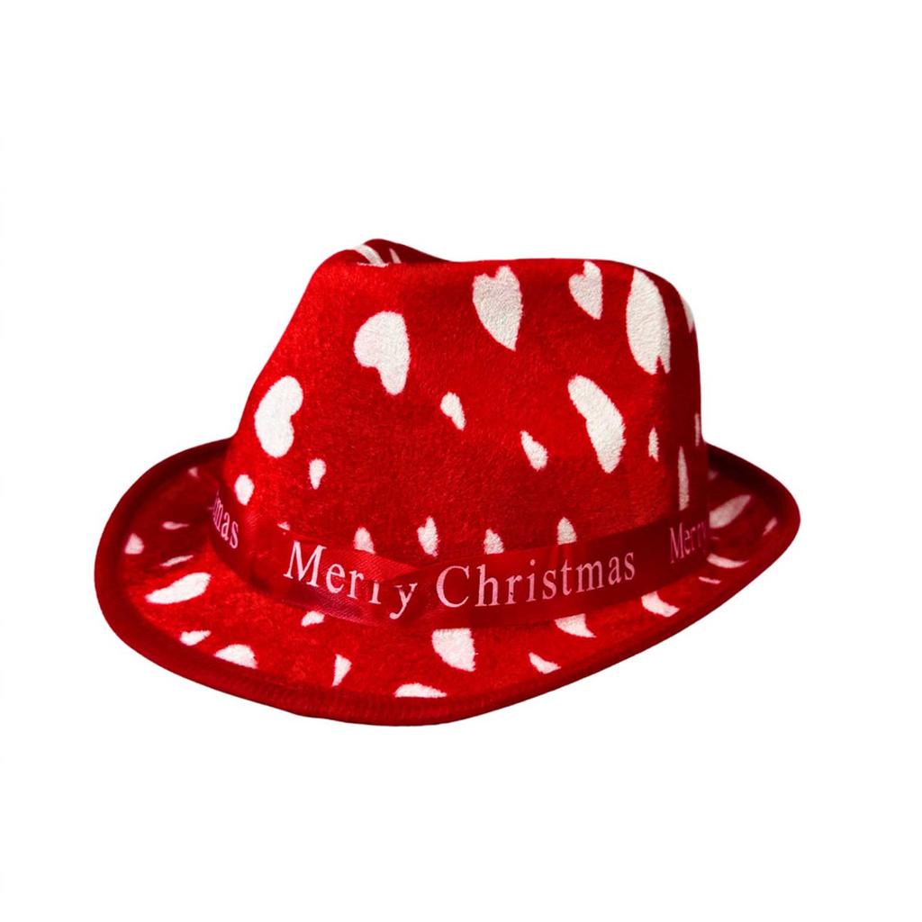 Christmas Red Fashion Cowboy Hat Adult Christmas Glitter Printed Jazz Hat Holiday Role Playing Costume Party Supplies