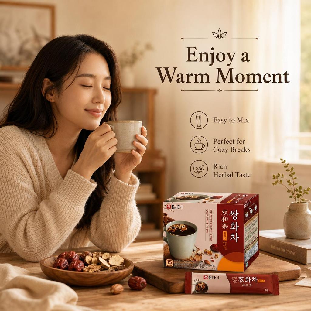 Damtuh Ssanghwa Tea Plus  15 Sticks Black Herbal Tea