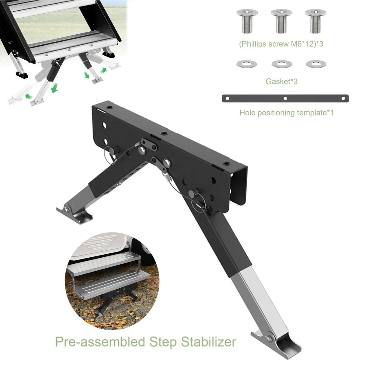 

1PC RV Step Stabilizer Adjustable Folding Board Bracket Stair Support Stabilizer Kit From 2.8in To 11.3in For Trailers Motorhome чёрный