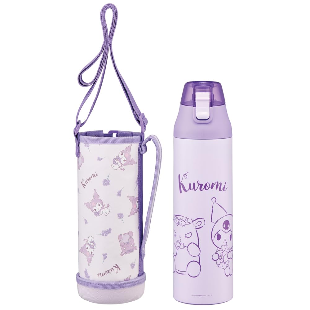 Bouteille d'eau potable Skater Sports Bottle Direct 990 ml avec couvercle de bouteille Couronne de fleurs Kuromi Sanrio KSDC10S-A