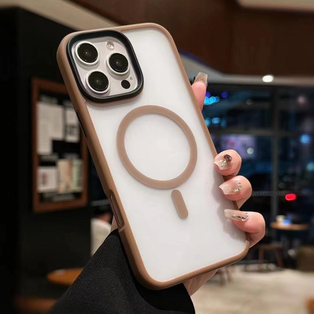 Applicable to iPhone16 skin-friendly matte magnetic mobile phone case Apple 16promax large hole semi-transparent matte surface skin-feeling case