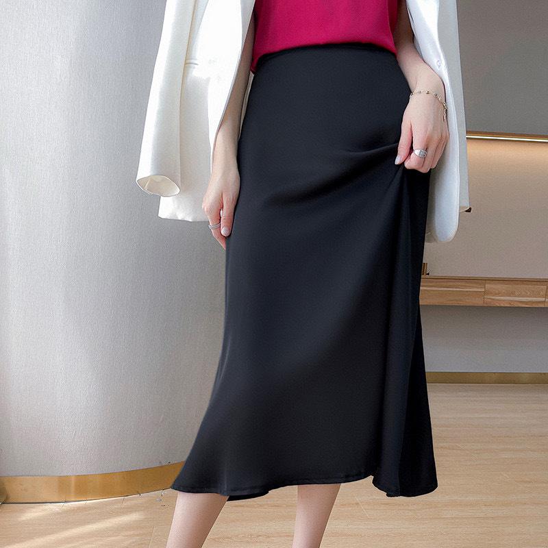 

Women s Triacetate Satin A-line Midi Skirt - French Design for Spring/Summer L