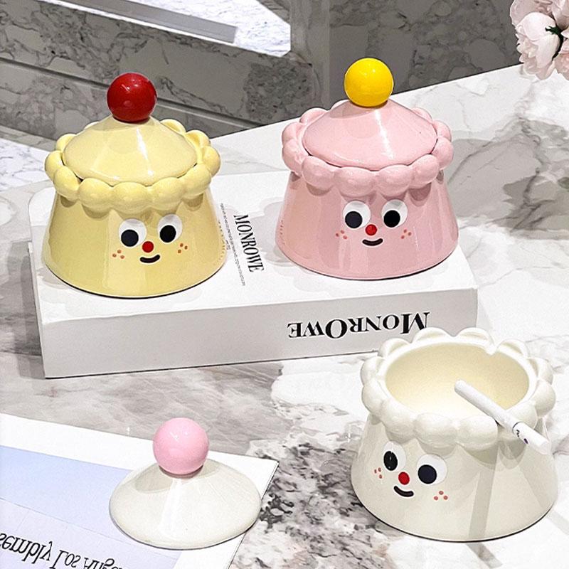 Creative ashtray ceramic with lid anti ashtray cute home ashtray tea table ornament cinzeiro