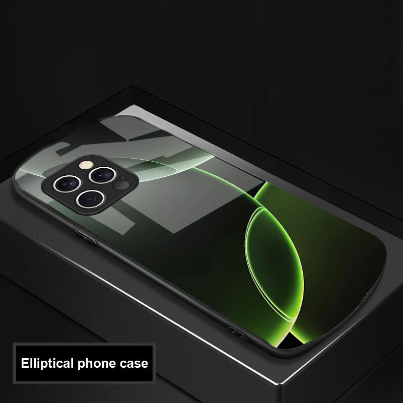

Geometric Semicircle For IPhone 16 Pro Max 15 Pro 14 13 12 Mini 11 XS Max XR 7 8 Plu SE 2022 Elliptical Glass Phone Case For iPhone 16 Promax