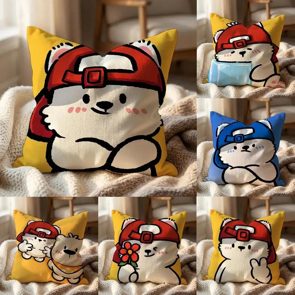 Sticker cute bear stickers Cushion Cover MultiScene Pillow Cover for Home Car Reversible Soft Durable for Daily Use