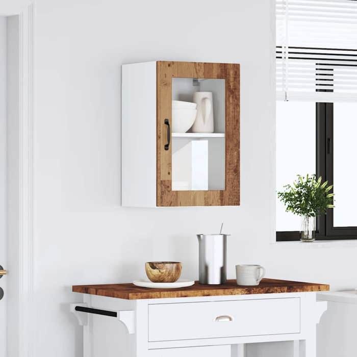 VidaXL Kitchen Wall Cabinet with Glass Door Porto Old Wood 854015