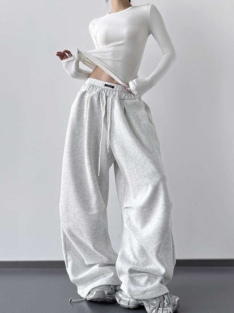 2025 Popular Women's Autumn Wide-Leg Sports Pants with Double Waistband