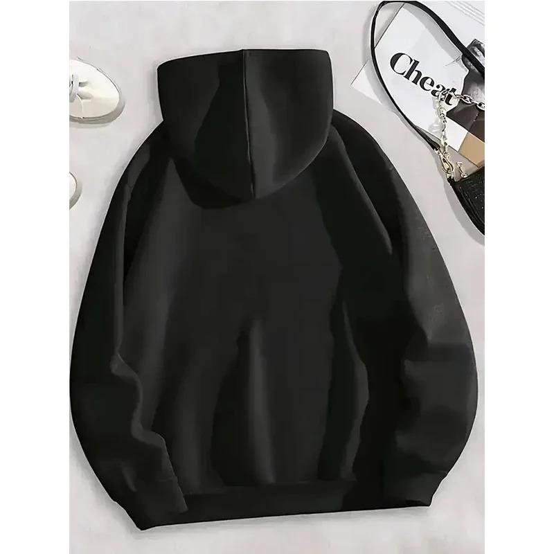 Graphic Print Long Sleeve Kangaroo Pocket Hoodies Women's Casual Y2k Sweatshirts with "Perfectly Imperfect" Lettering Clothes