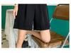 Damen Schwarze High Waist Locker Geschnittene Shorts im Koreanischen Stil mit Weitem Bein - Schlankmachende Frühling Freizeitkleidung
