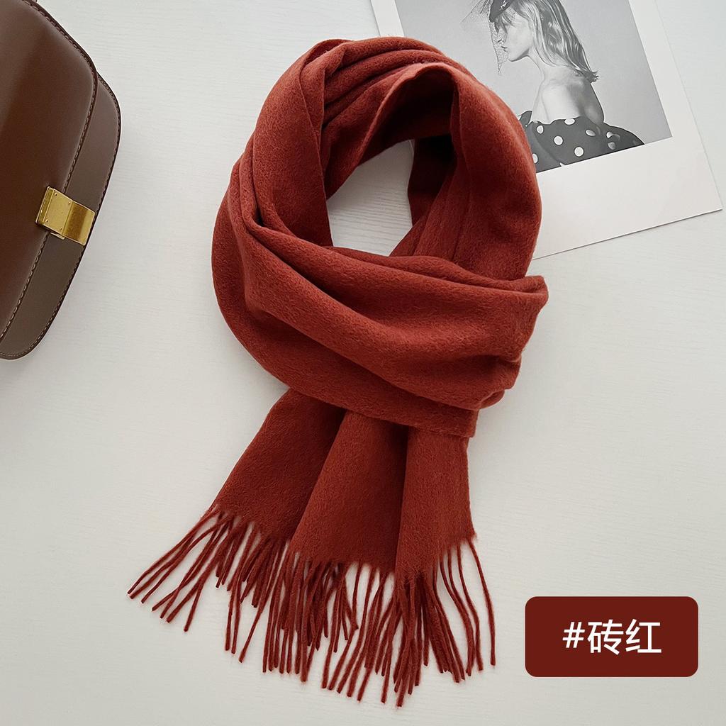 New solid color wool scarf autumn and winter versatile warm scarf couple atmosphere shawl