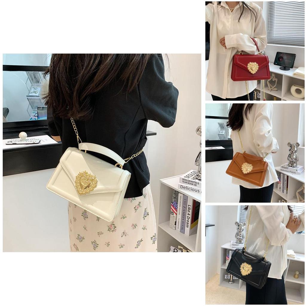 2024 New Fashion Retro Women's Cross-border Shoulder Chain Bag High-quality Pu Love Heart Handbag