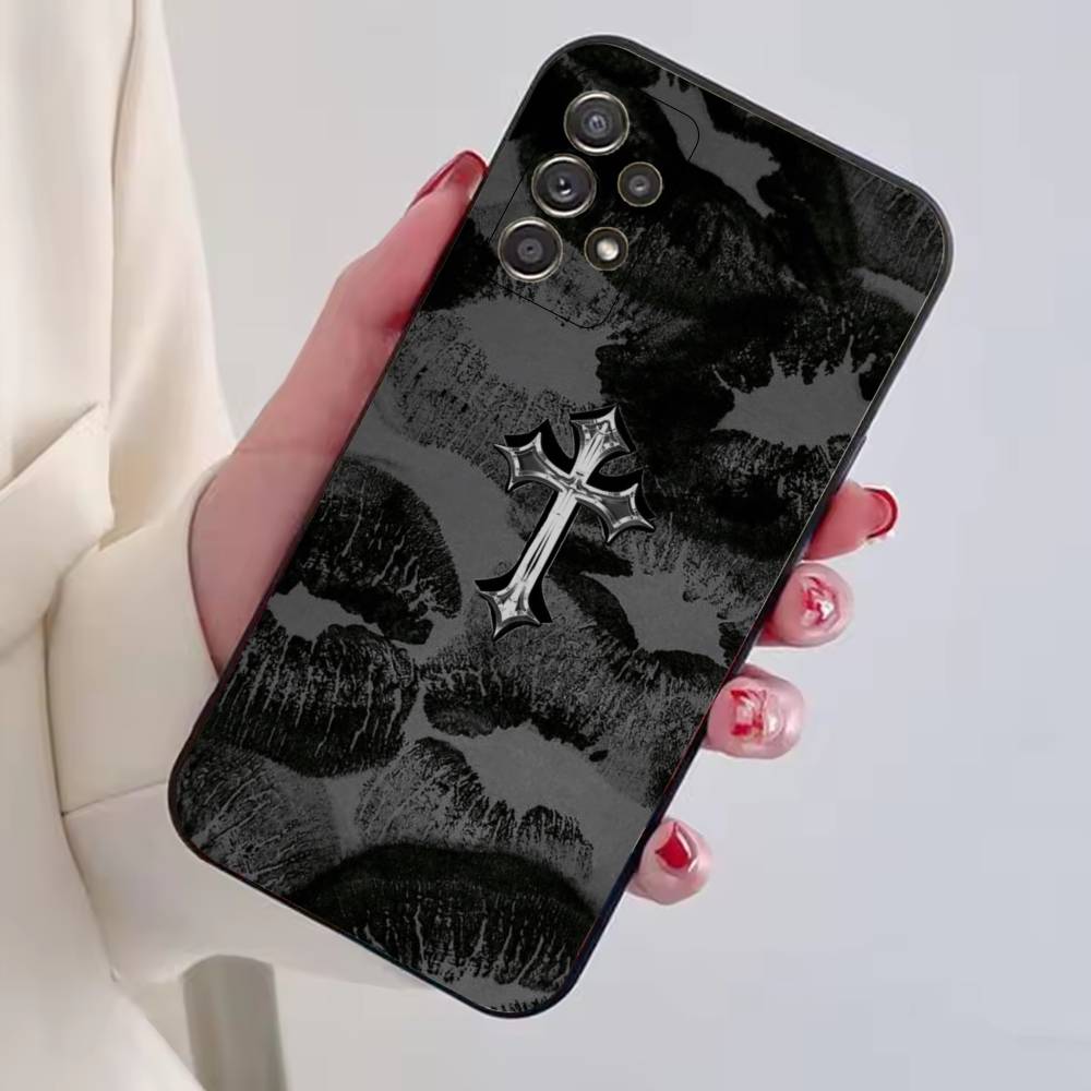 C-Cool Dark Catgothic C-Cross Phone Case For Samsung S25,S24,S21,S22,S23,S30,Ultra,S20,Plus,Fe,Lite,Note,10,Black Cover